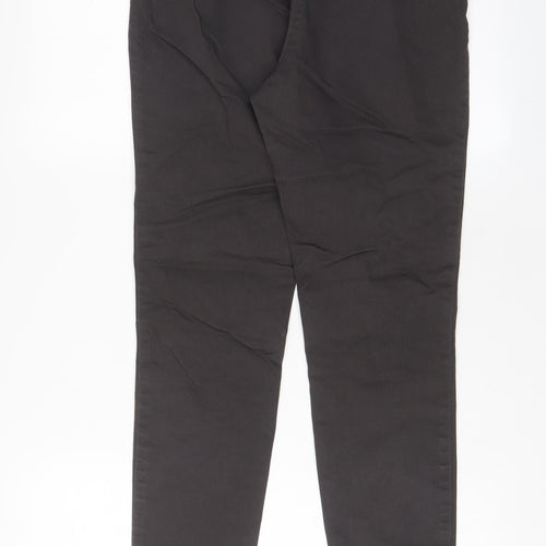 H&M Womens Brown Cotton Trousers Size 12 L29 in Regular Zip