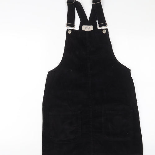 Denim & Co. Womens Blue Cotton Pinafore/Dungaree Dress Size 12 Square Neck Button