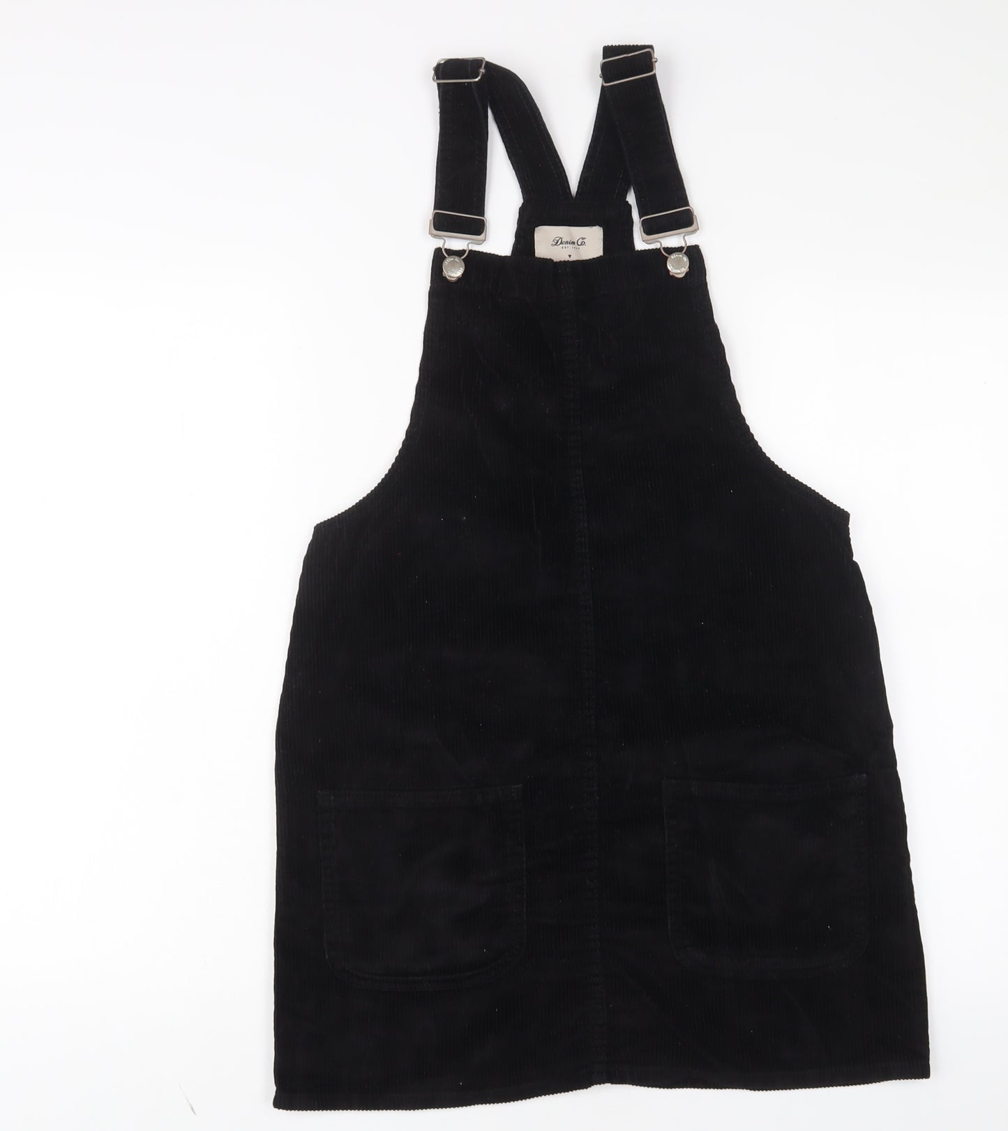 Denim & Co. Womens Blue Cotton Pinafore/Dungaree Dress Size 12 Square Neck Button