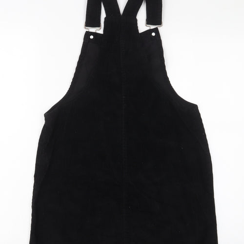 Denim & Co. Womens Blue Cotton Pinafore/Dungaree Dress Size 12 Square Neck Button