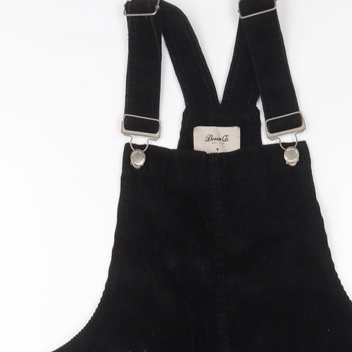 Denim & Co. Womens Blue Cotton Pinafore/Dungaree Dress Size 12 Square Neck Button
