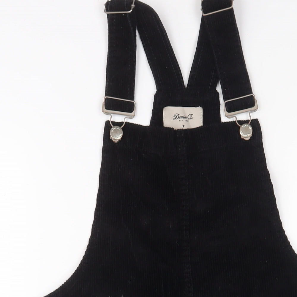 Denim & Co. Womens Blue Cotton Pinafore/Dungaree Dress Size 12 Square Neck Button