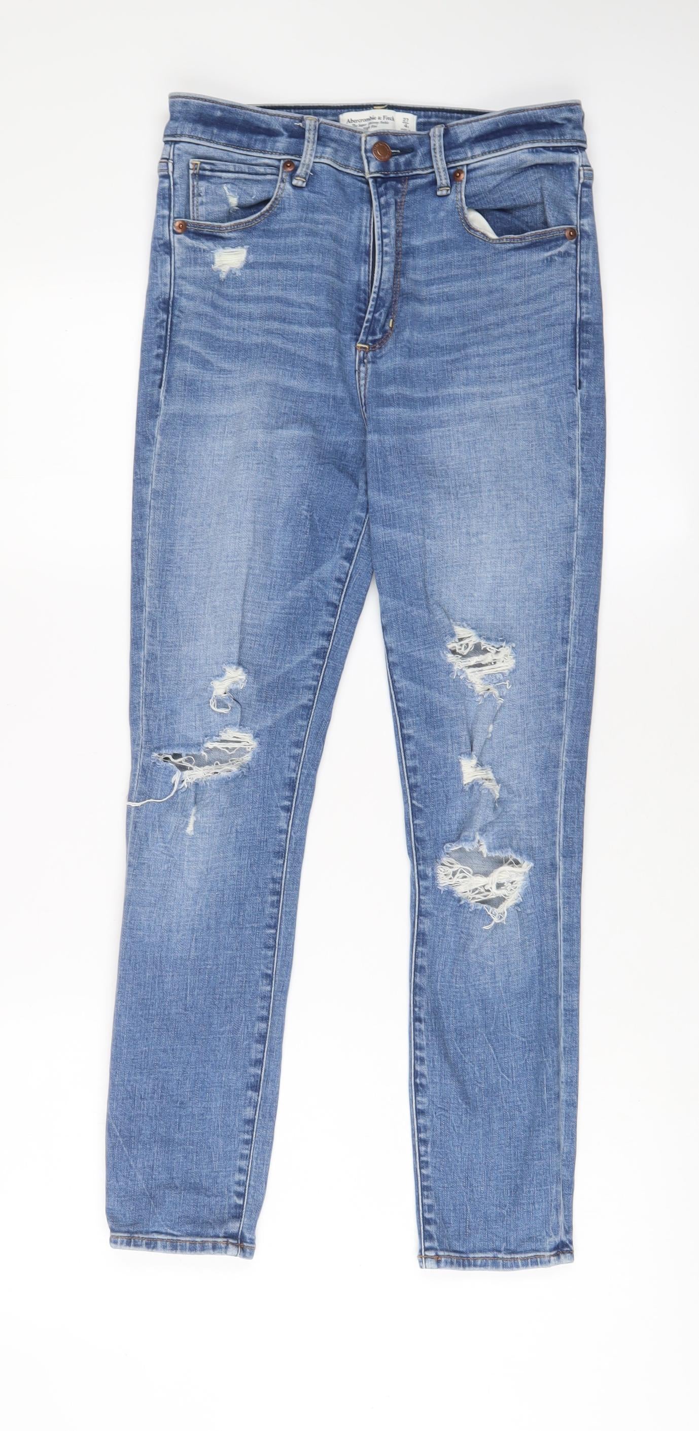 Abercrombie & Fitch Womens Blue Cotton Skinny Jeans Size 27 in L26 in Regular Zip