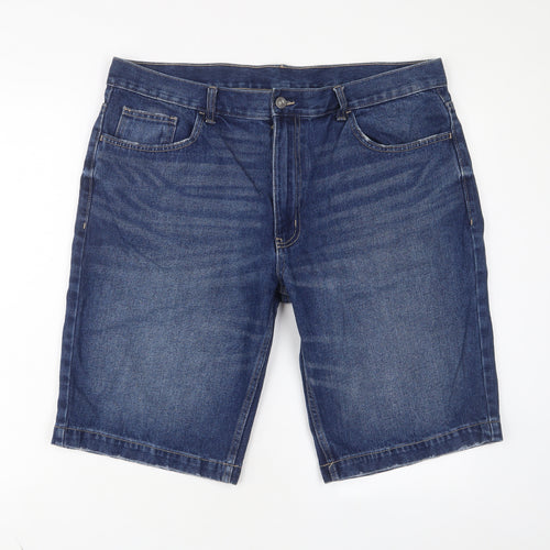 George Mens Blue Cotton Bermuda Shorts Size 38 in L12 in Regular Zip