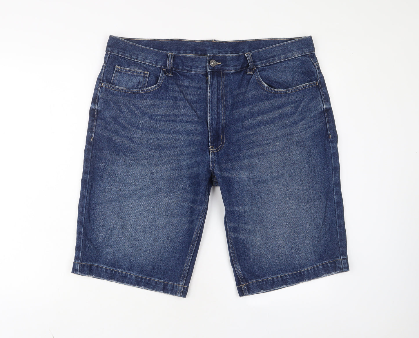 George Mens Blue Cotton Bermuda Shorts Size 38 in L12 in Regular Zip