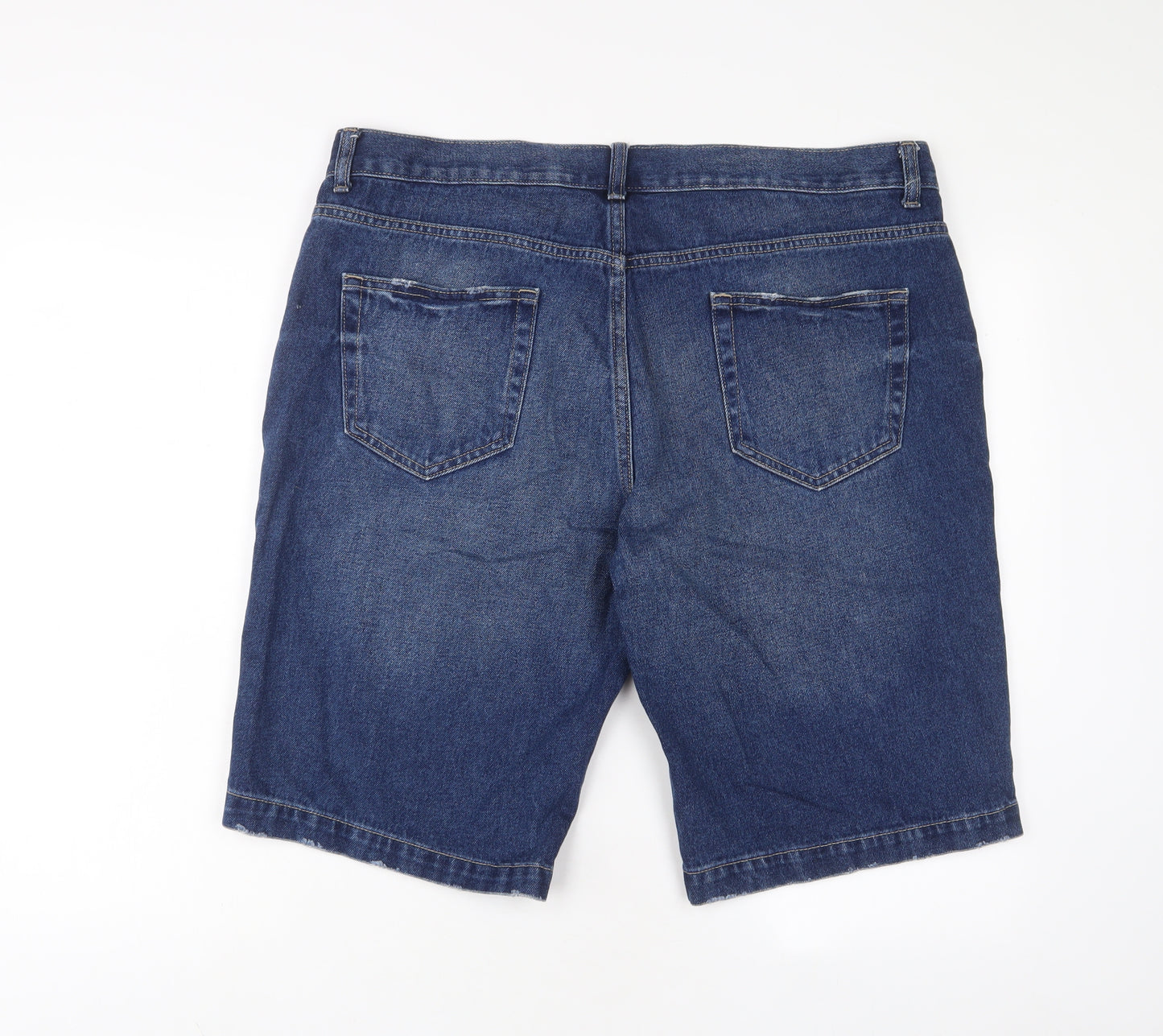 George Mens Blue Cotton Bermuda Shorts Size 38 in L12 in Regular Zip