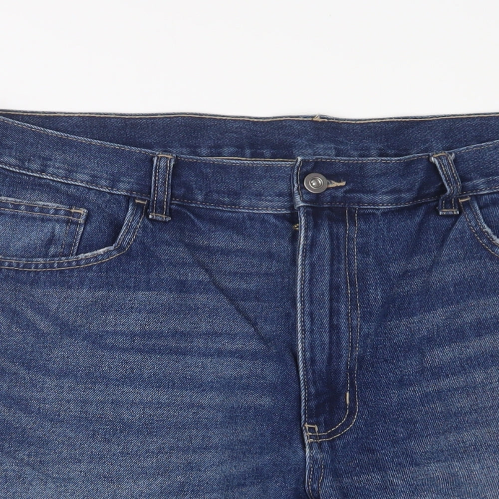 George Mens Blue Cotton Bermuda Shorts Size 38 in L12 in Regular Zip