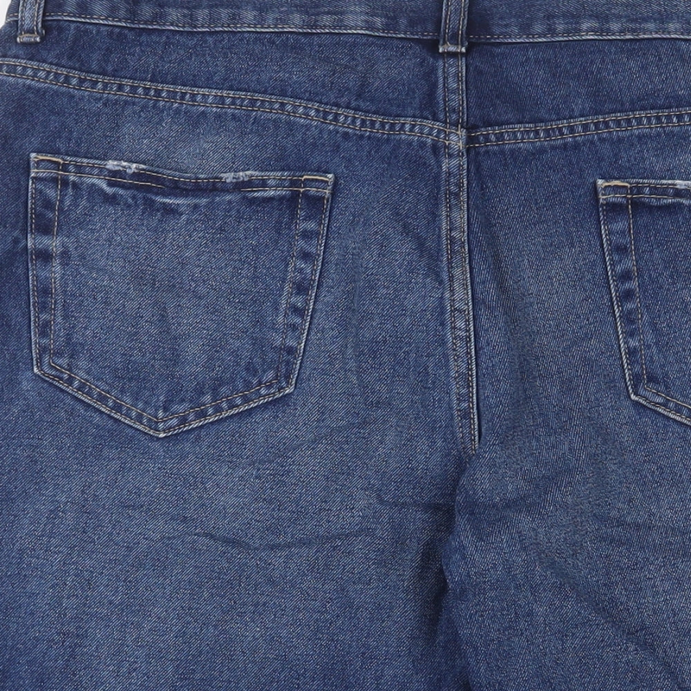 George Mens Blue Cotton Bermuda Shorts Size 38 in L12 in Regular Zip