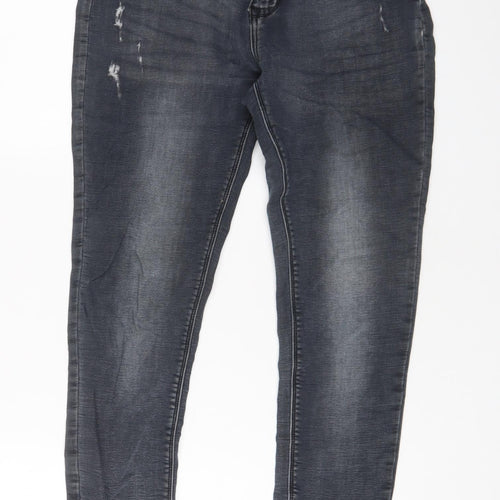 Denim & Co. Womens Grey Cotton Skinny Jeans Size 12 L27 in Regular Zip