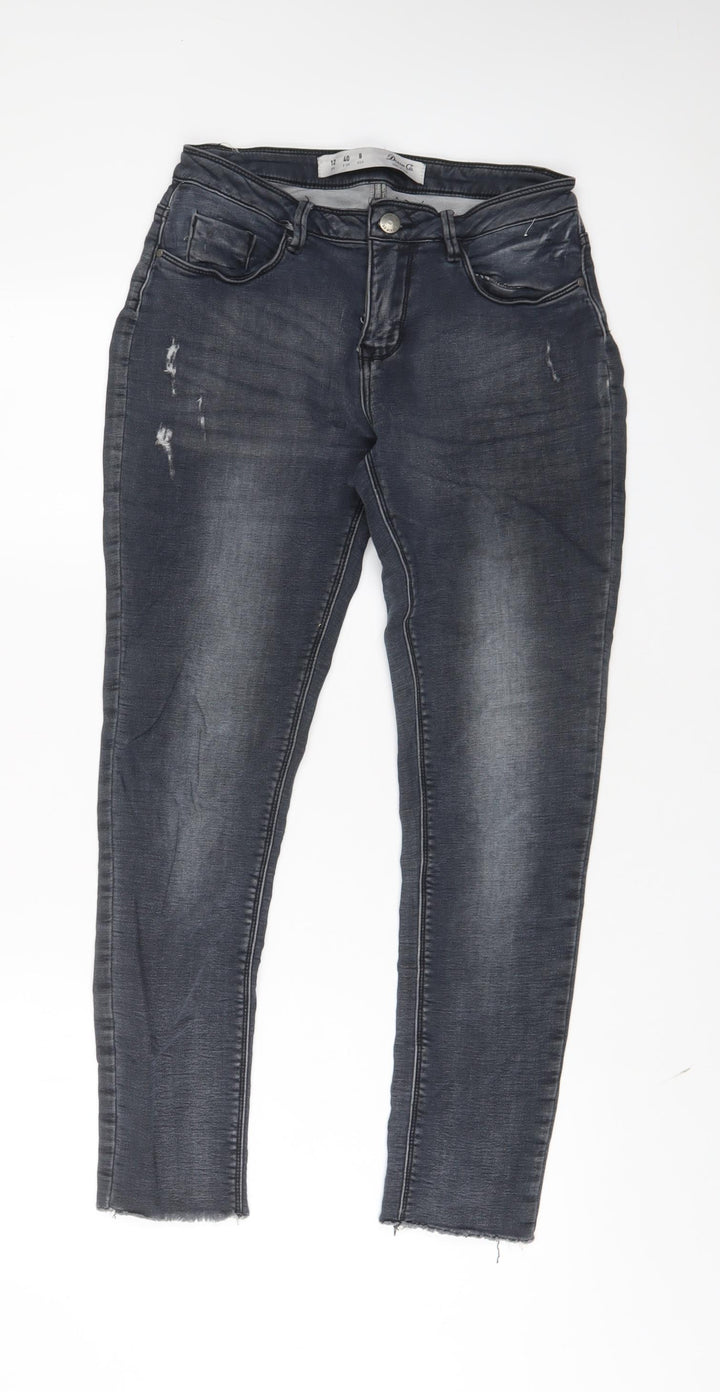 Denim & Co. Womens Grey Cotton Skinny Jeans Size 12 L27 in Regular Zip