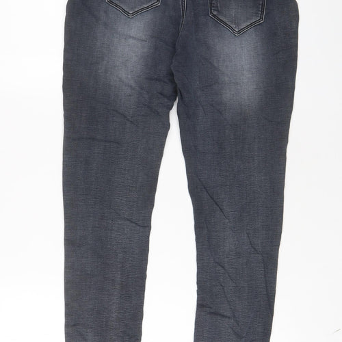 Denim & Co. Womens Grey Cotton Skinny Jeans Size 12 L27 in Regular Zip