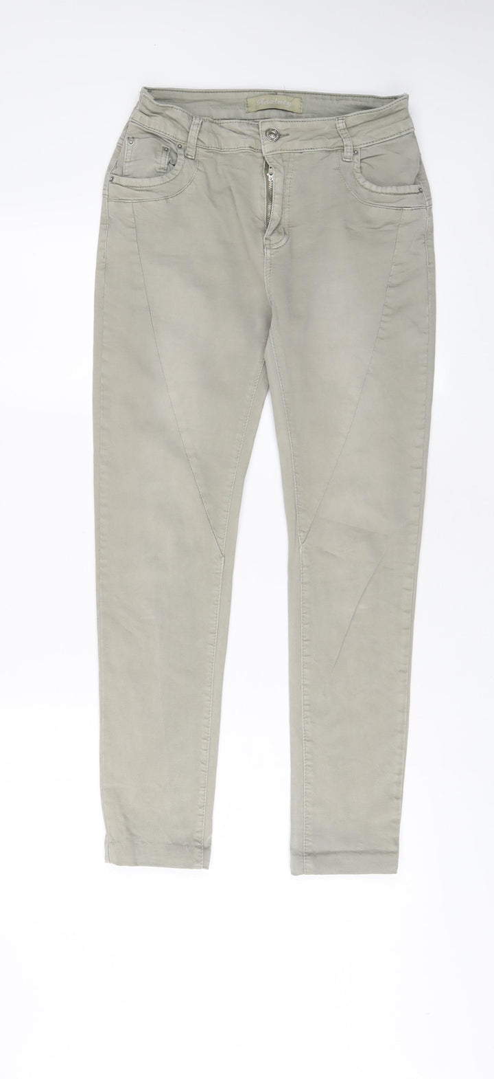 Analucy Womens Green Cotton Skinny Jeans Size 10 L26 in Regular Zip