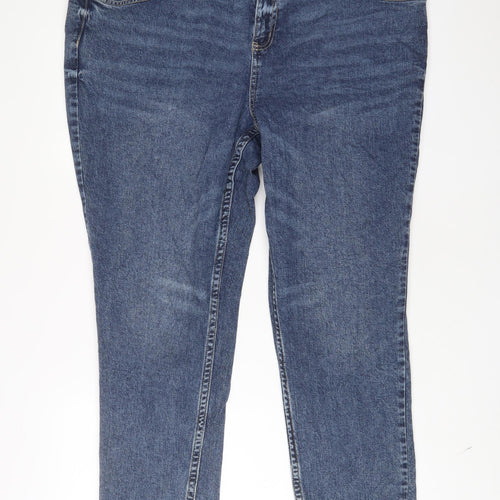 Nutmeg Womens Blue Cotton Boyfriend Jeans Size 22 L31 in Slim Zip