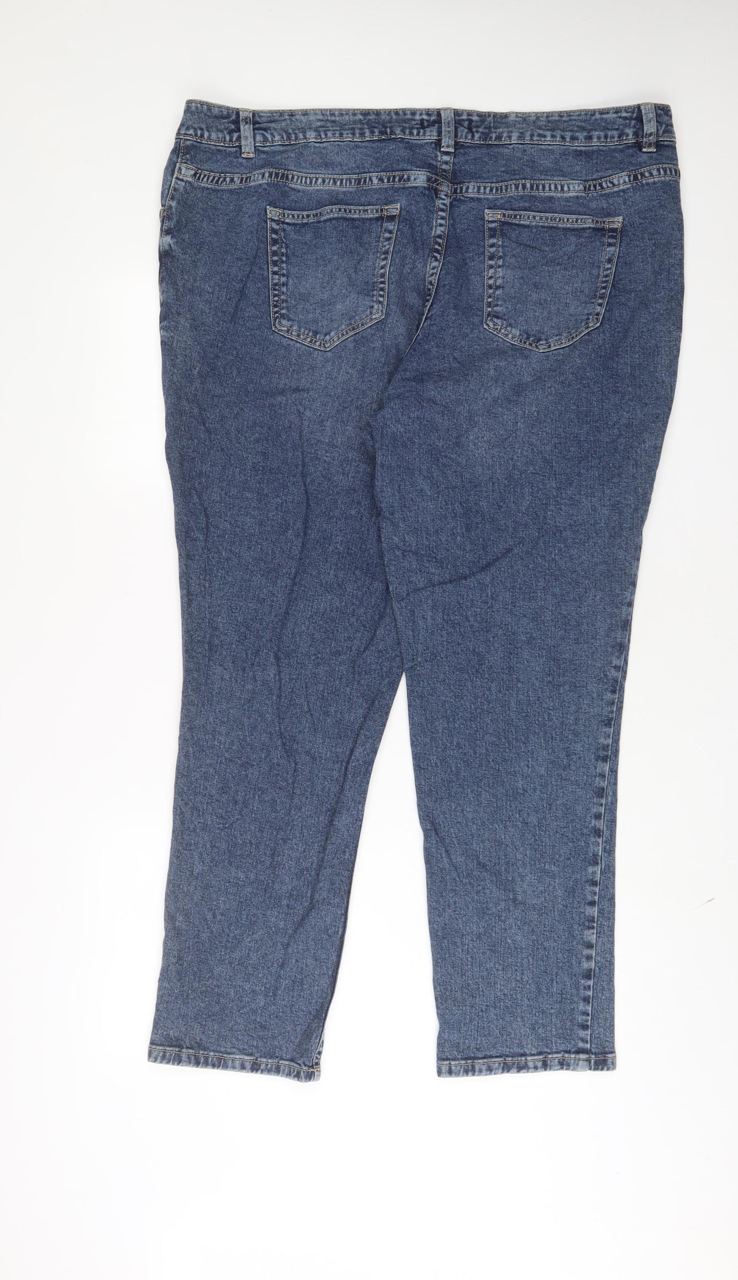 Nutmeg Womens Blue Cotton Boyfriend Jeans Size 22 L31 in Slim Zip