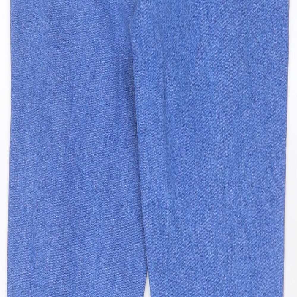 New Look Girls Blue Cotton Straight Jeans Size 14 Years L28 in Regular Zip - Distressed, Mom Style