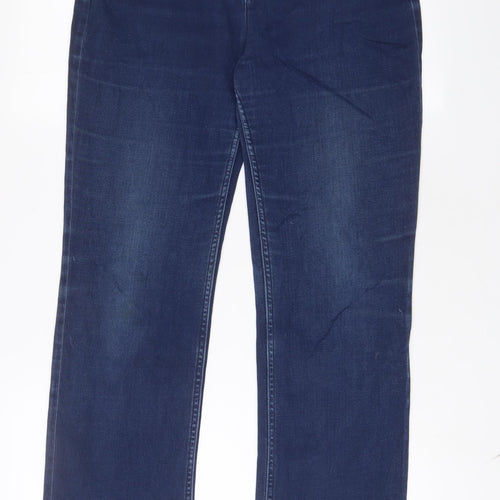 Marks and Spencer Womens Blue Cotton Straight Jeans Size 12 L31 in Regular Zip