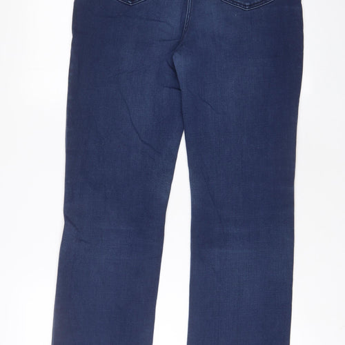 Marks and Spencer Womens Blue Cotton Straight Jeans Size 12 L31 in Regular Zip