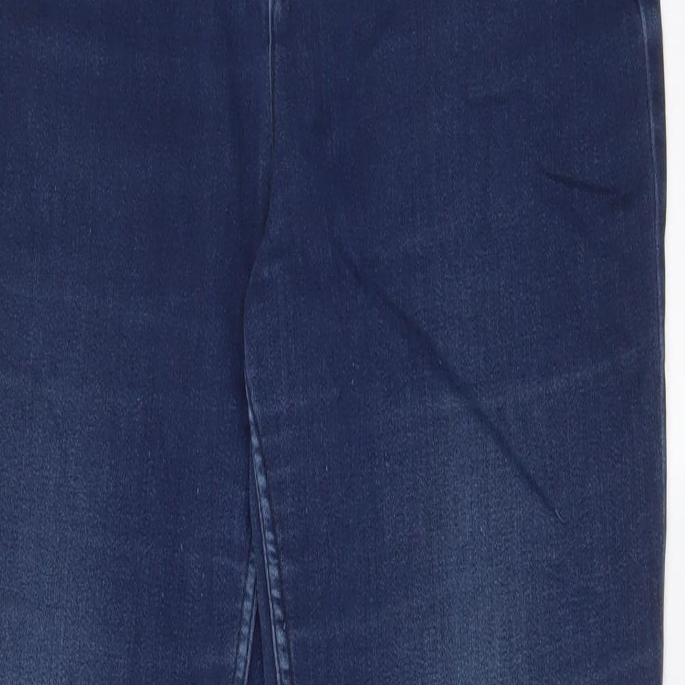 Marks and Spencer Womens Blue Cotton Straight Jeans Size 12 L31 in Regular Zip