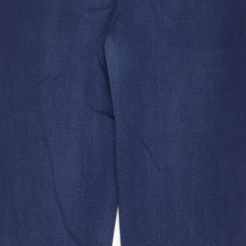 Marks and Spencer Womens Blue Cotton Straight Jeans Size 12 L31 in Regular Zip