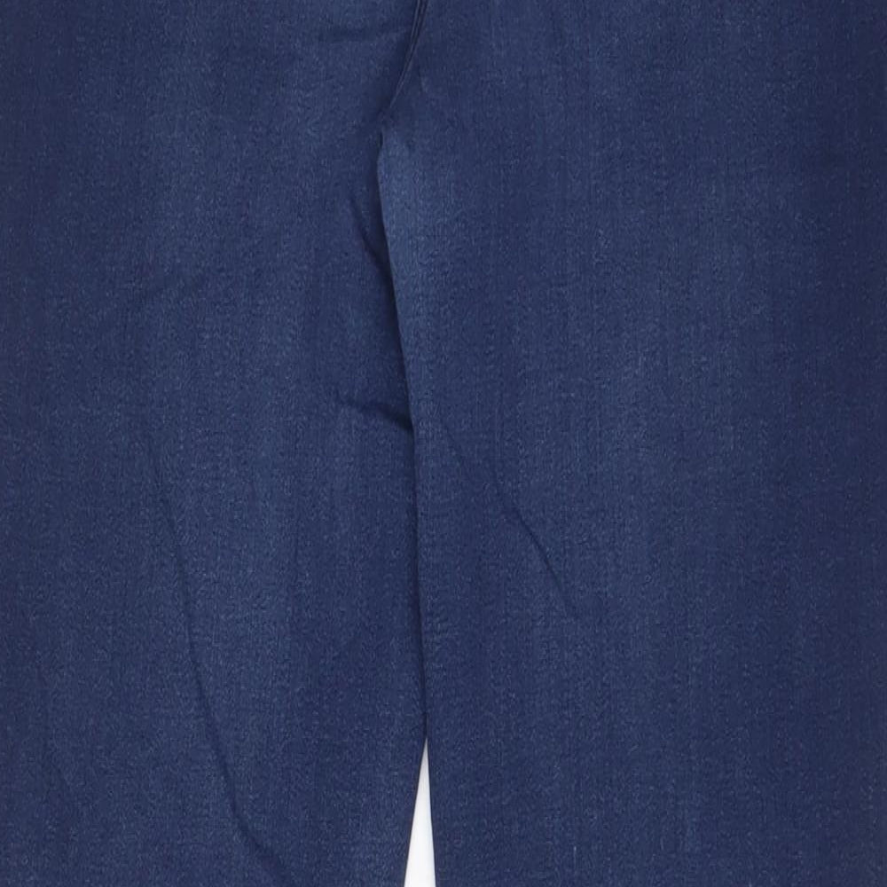 Marks and Spencer Womens Blue Cotton Straight Jeans Size 12 L31 in Regular Zip
