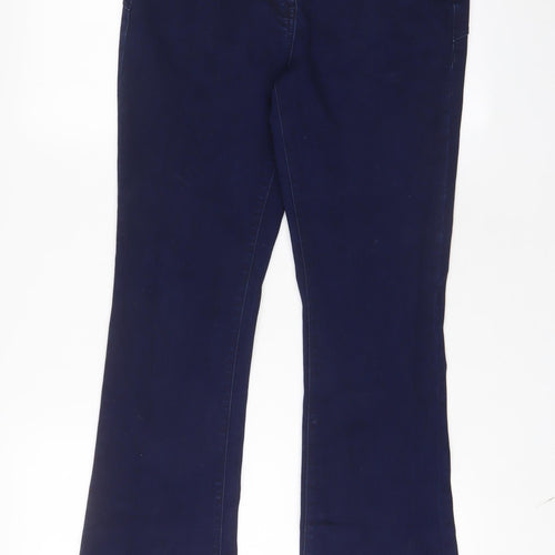 M&Co Womens Blue Cotton Bootcut Jeans Size 12 L29 in Regular Zip