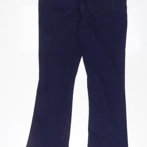 M&Co Womens Blue Cotton Bootcut Jeans Size 12 L29 in Regular Zip