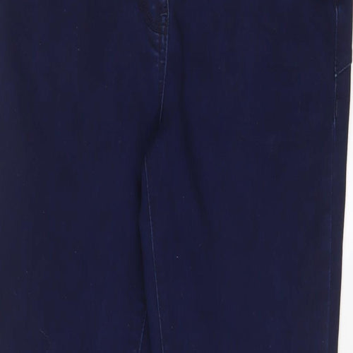 M&Co Womens Blue Cotton Bootcut Jeans Size 12 L29 in Regular Zip