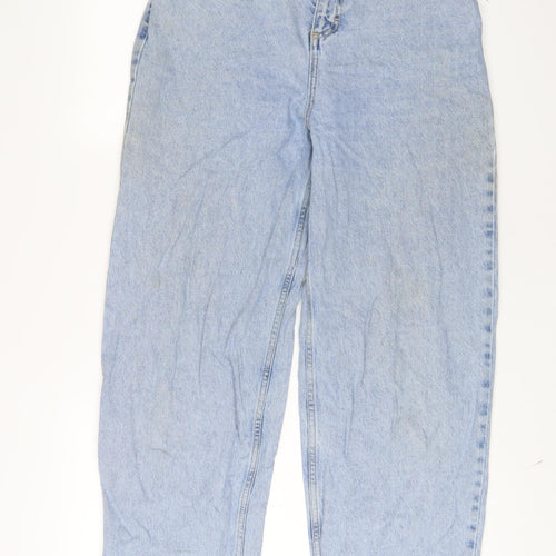 Topshop Womens Blue Cotton Wide-Leg Jeans Size 30 in L30 in Regular Zip