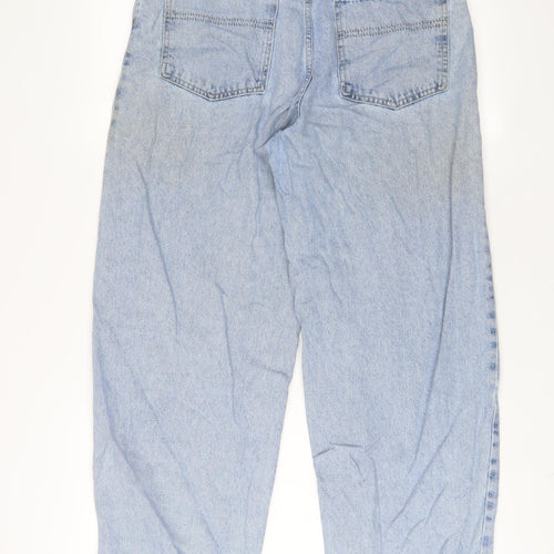 Topshop Womens Blue Cotton Wide-Leg Jeans Size 30 in L30 in Regular Zip