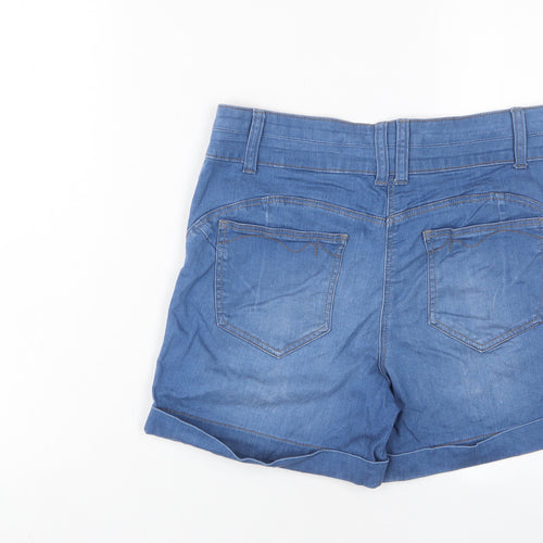 NEXT Womens Blue Cotton Basic Shorts Size 10 L4 in Regular Zip