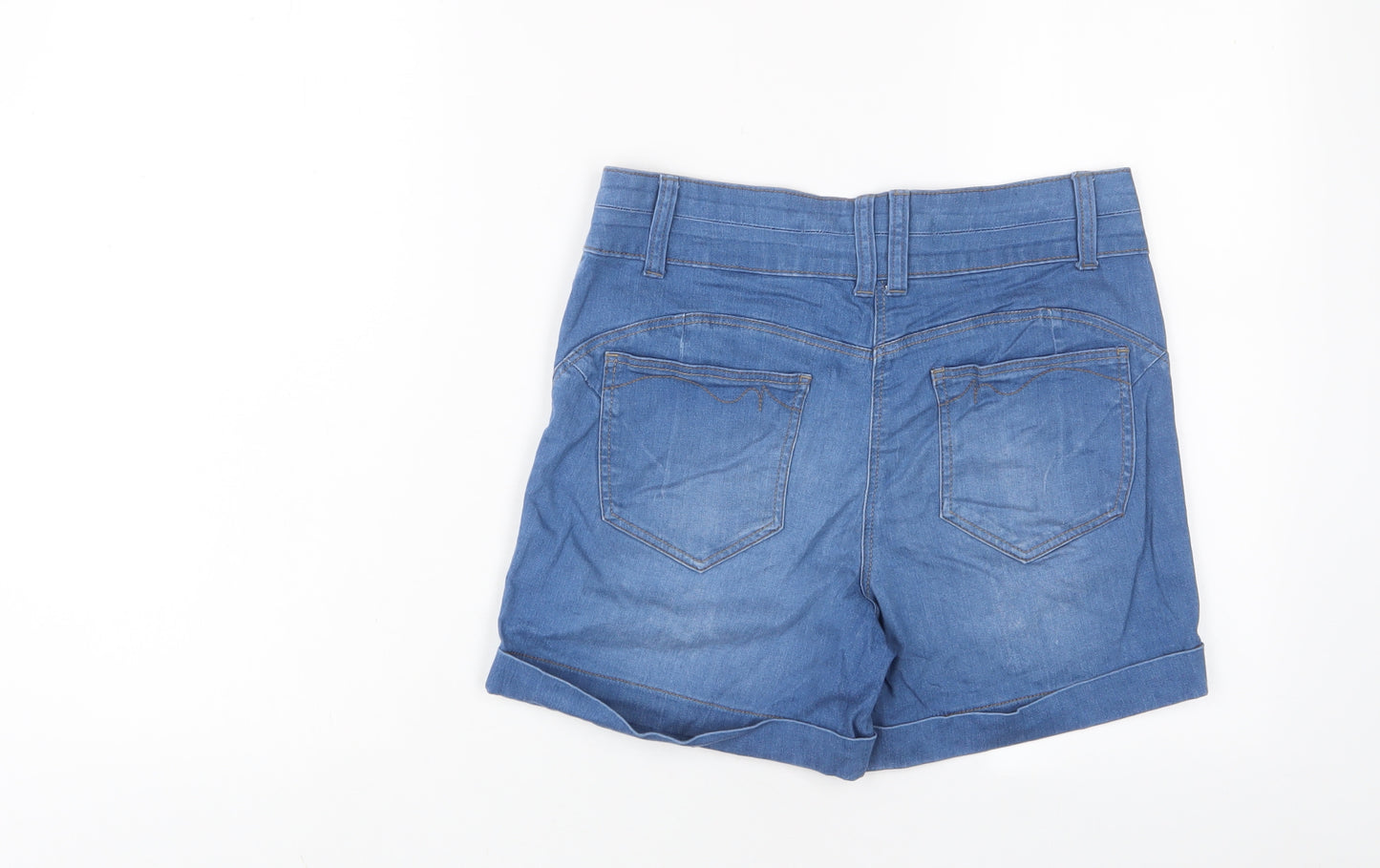 NEXT Womens Blue Cotton Basic Shorts Size 10 L4 in Regular Zip