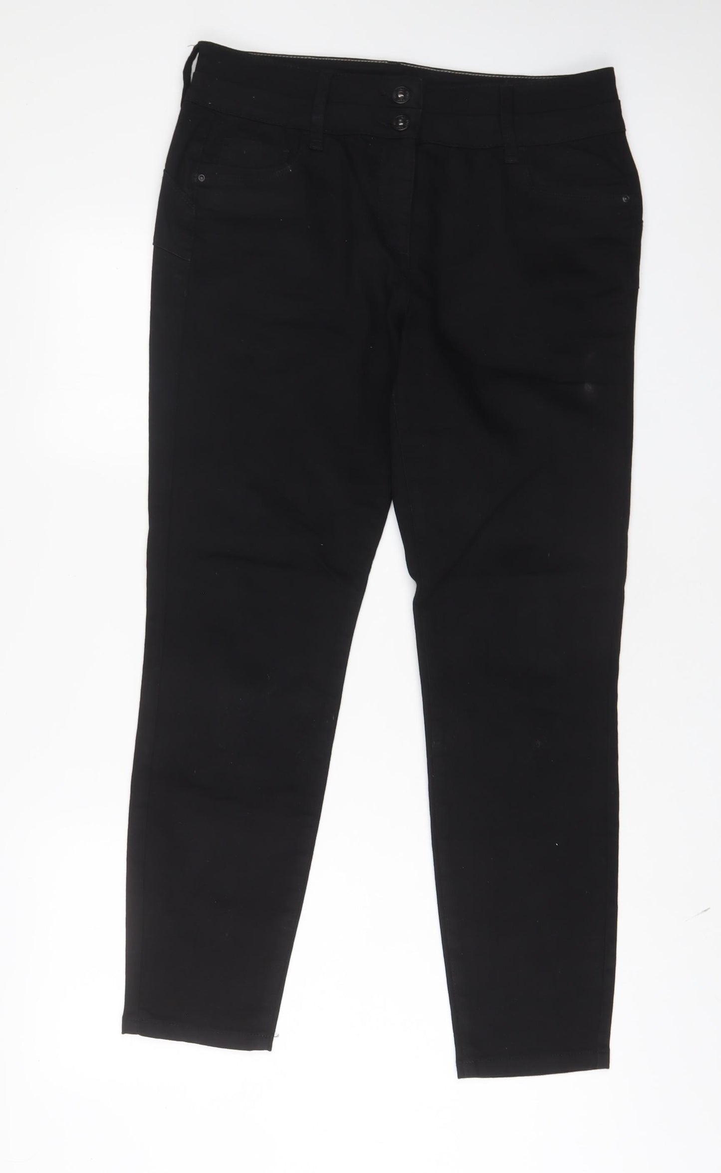 NEXT Womens Black Cotton Skinny Jeans Size 14 L30 in Regular Zip