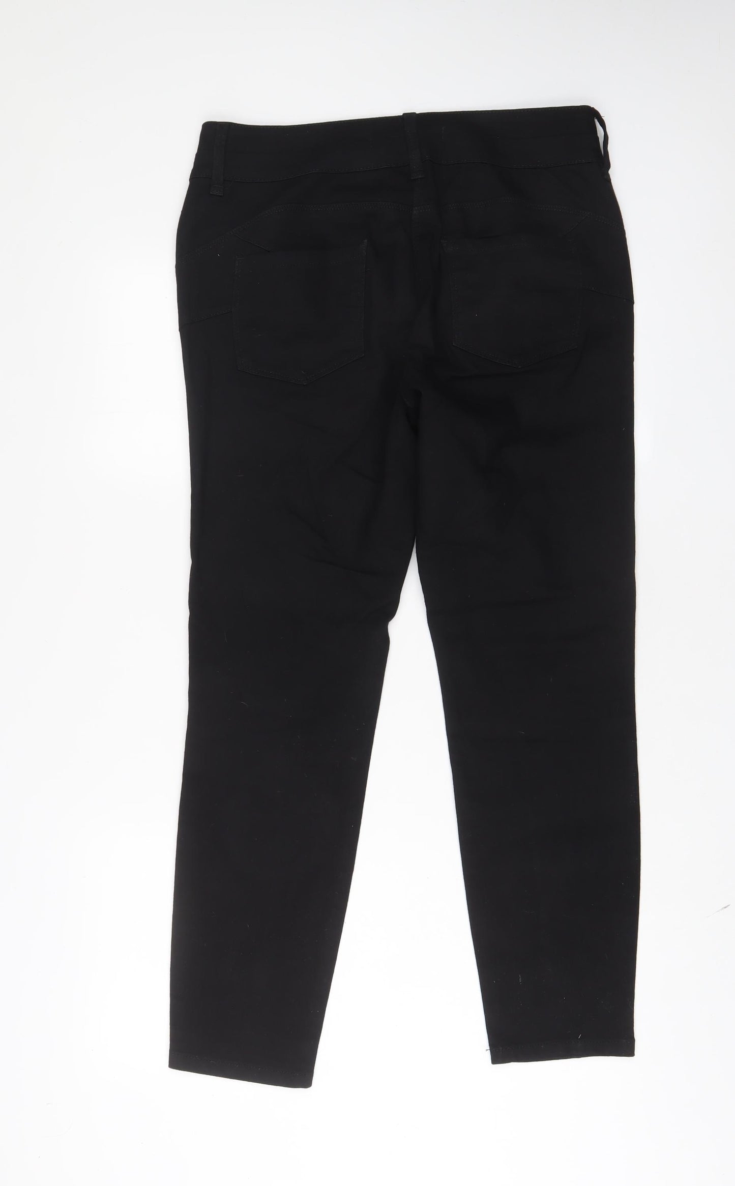 NEXT Womens Black Cotton Skinny Jeans Size 14 L30 in Regular Zip