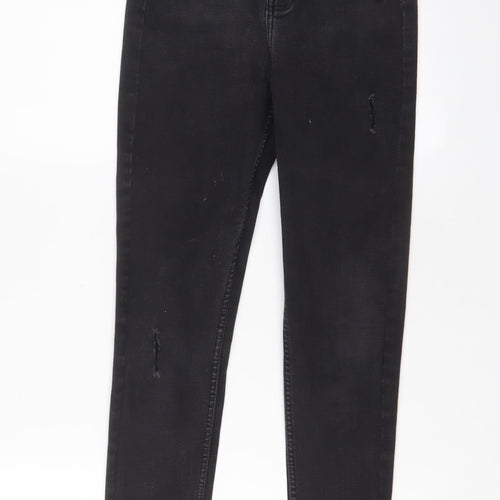 Denim & Co. Womens Grey Cotton Skinny Jeans Size 10 L28 in Regular Zip