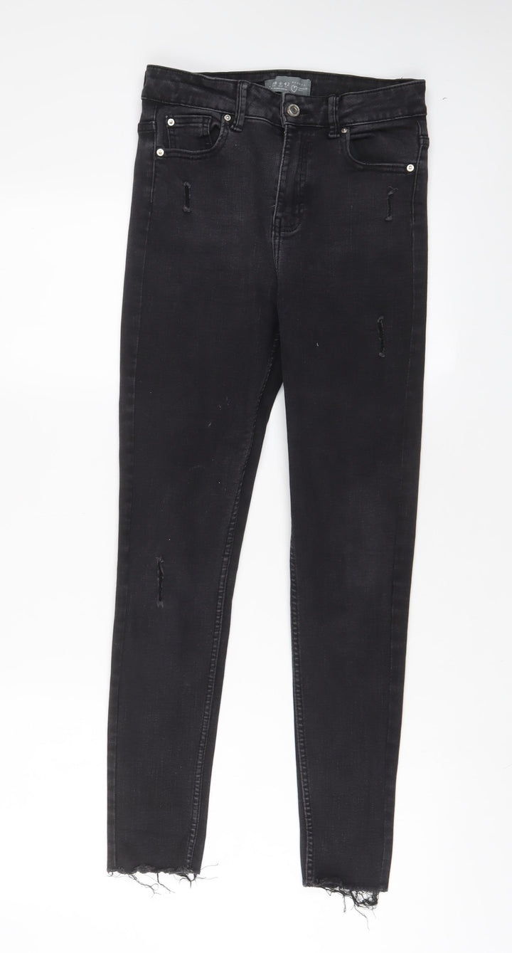 Denim & Co. Womens Grey Cotton Skinny Jeans Size 10 L28 in Regular Zip