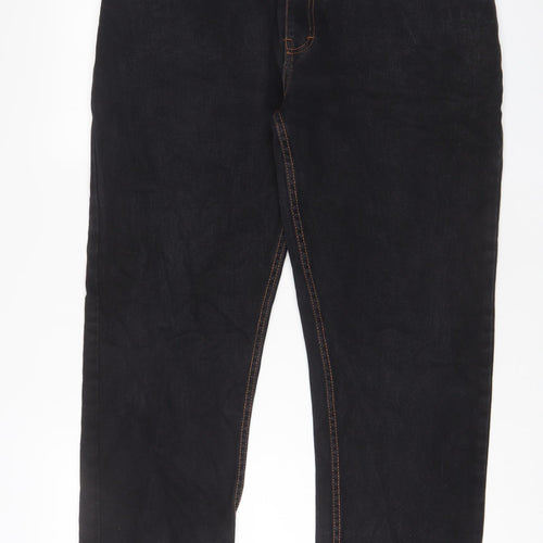 STEALTH Womens Black Cotton Straight Jeans Size 36 in L29 in Regular Zip - Short Leg