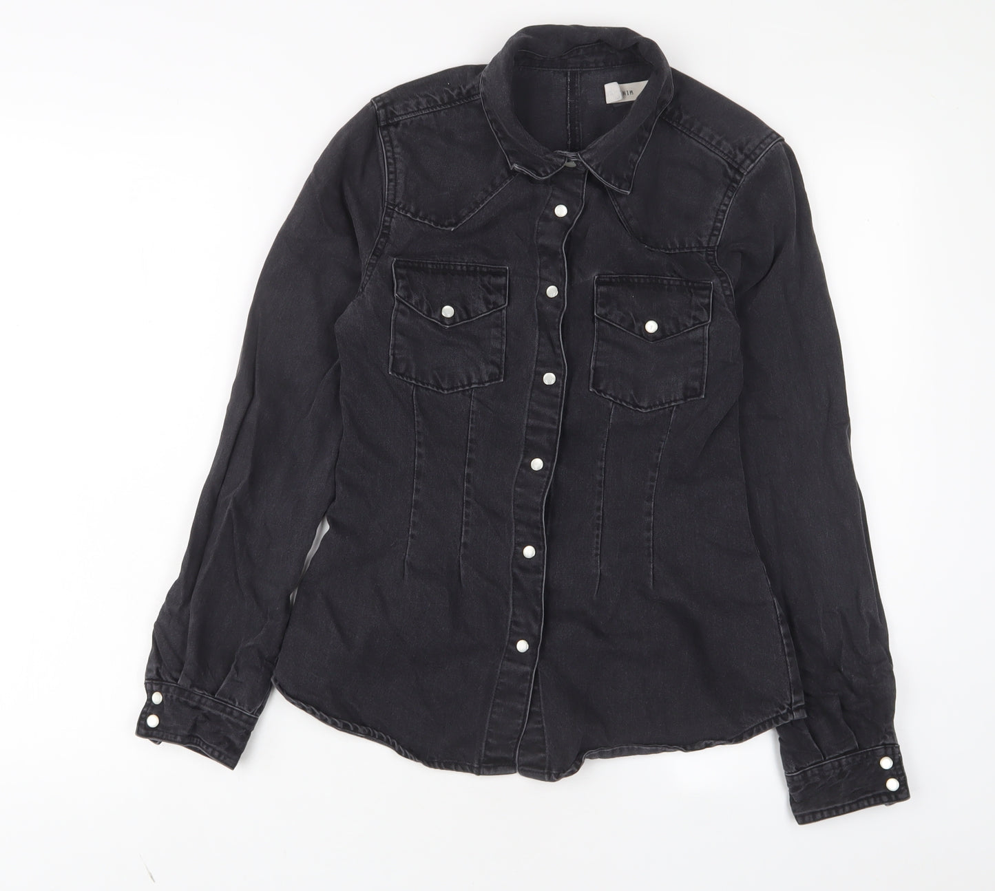 ASOS Womens Grey Cotton Basic Button-Up Size 6 Collared