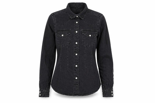 Front view of ASOS women’s grey cotton basic button-up, size UK 6, collared