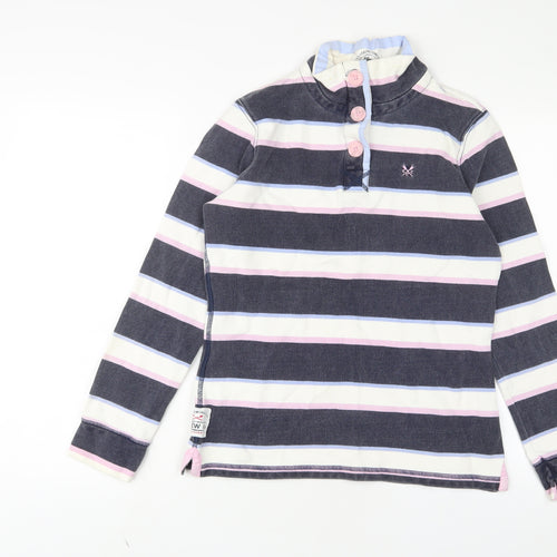 Crew Clothing Womens Multicoloured Striped Cotton Pullover Sweatshirt Size 8 Button - Embroidered