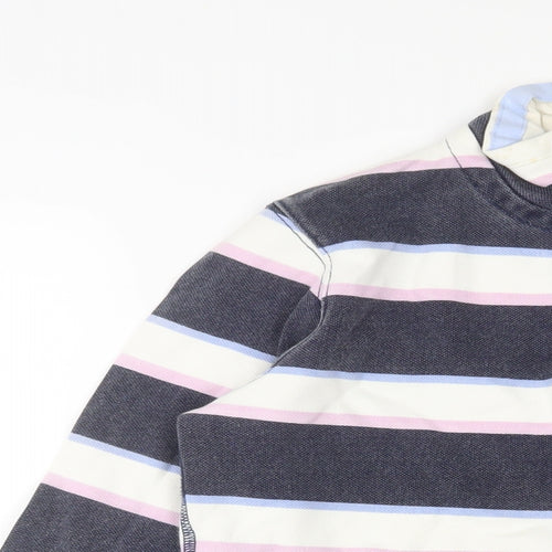 Crew Clothing Womens Multicoloured Striped Cotton Pullover Sweatshirt Size 8 Button - Embroidered