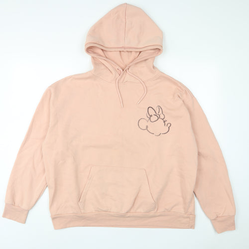 Disney Womens Pink Cotton Pullover Hoodie Size XL Pullover
