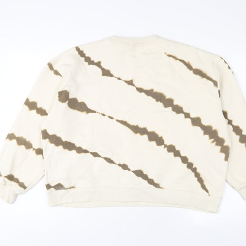 Zara Womens Beige Geometric Cotton Pullover Sweatshirt Size S Pullover