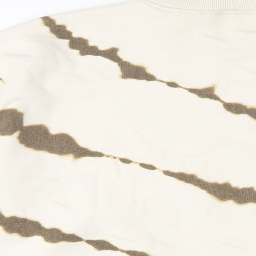 Zara Womens Beige Geometric Cotton Pullover Sweatshirt Size S Pullover