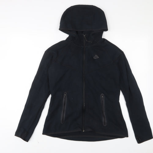 Nike Womens Black Cotton Full Zip Hoodie Size L Zip