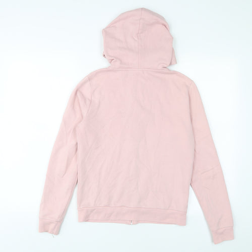 PINK Womens Pink Cotton Full Zip Hoodie Size XS Zip - Logo