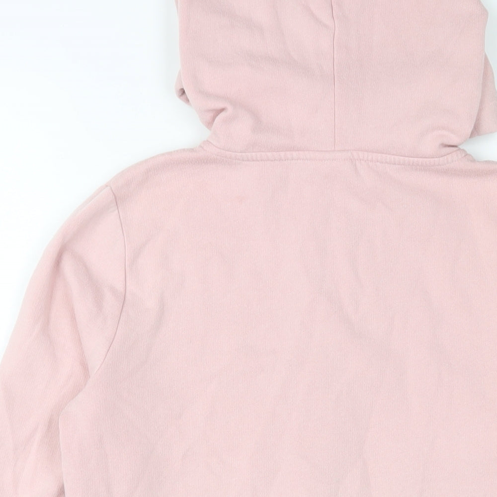 PINK Womens Pink Cotton Full Zip Hoodie Size XS Zip - Logo