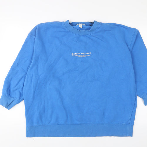 H&M Womens Blue Cotton Pullover Sweatshirt Size L Pullover - San Francisco