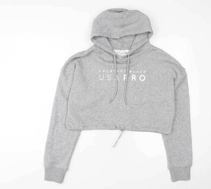 USA Pro Womens Grey Cotton Pullover Hoodie Size 10 Pullover
