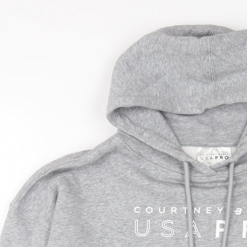 USA Pro Womens Grey Cotton Pullover Hoodie Size 10 Pullover
