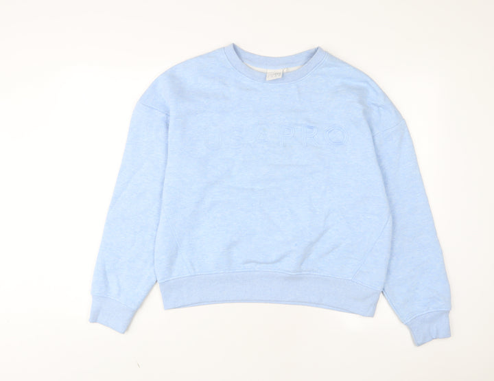 USA Pro Womens Blue Cotton Pullover Sweatshirt Size 14 Pullover - Logo, Embroidered